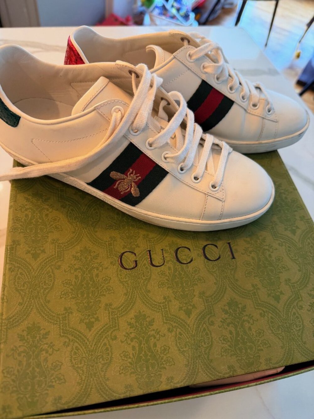 Women's Gucci Ace Sneaker with Bee (Size 7.5 US)